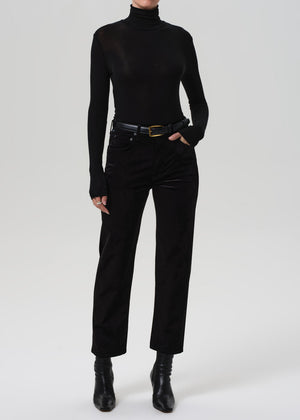 Citizens of Humanity Delfina Straight Velvet Pant in Black