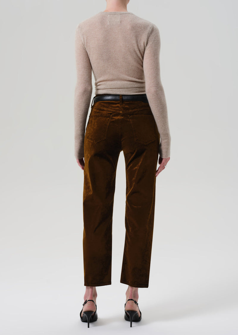Citizens of Humanity Delfina Straight Velvet Pant in Golden