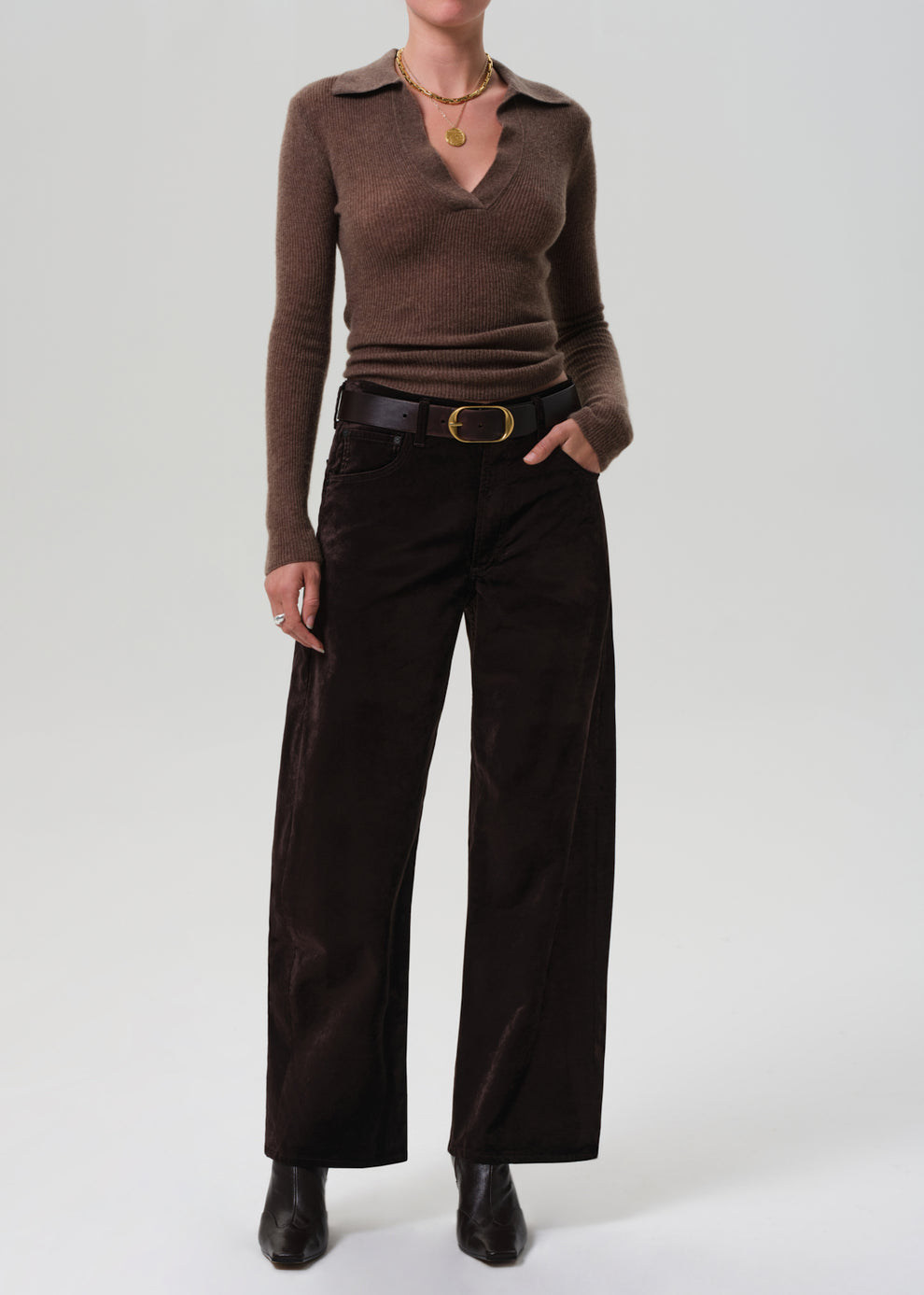 Citizens of Humanity Ayla Velvet Pant in Espresso