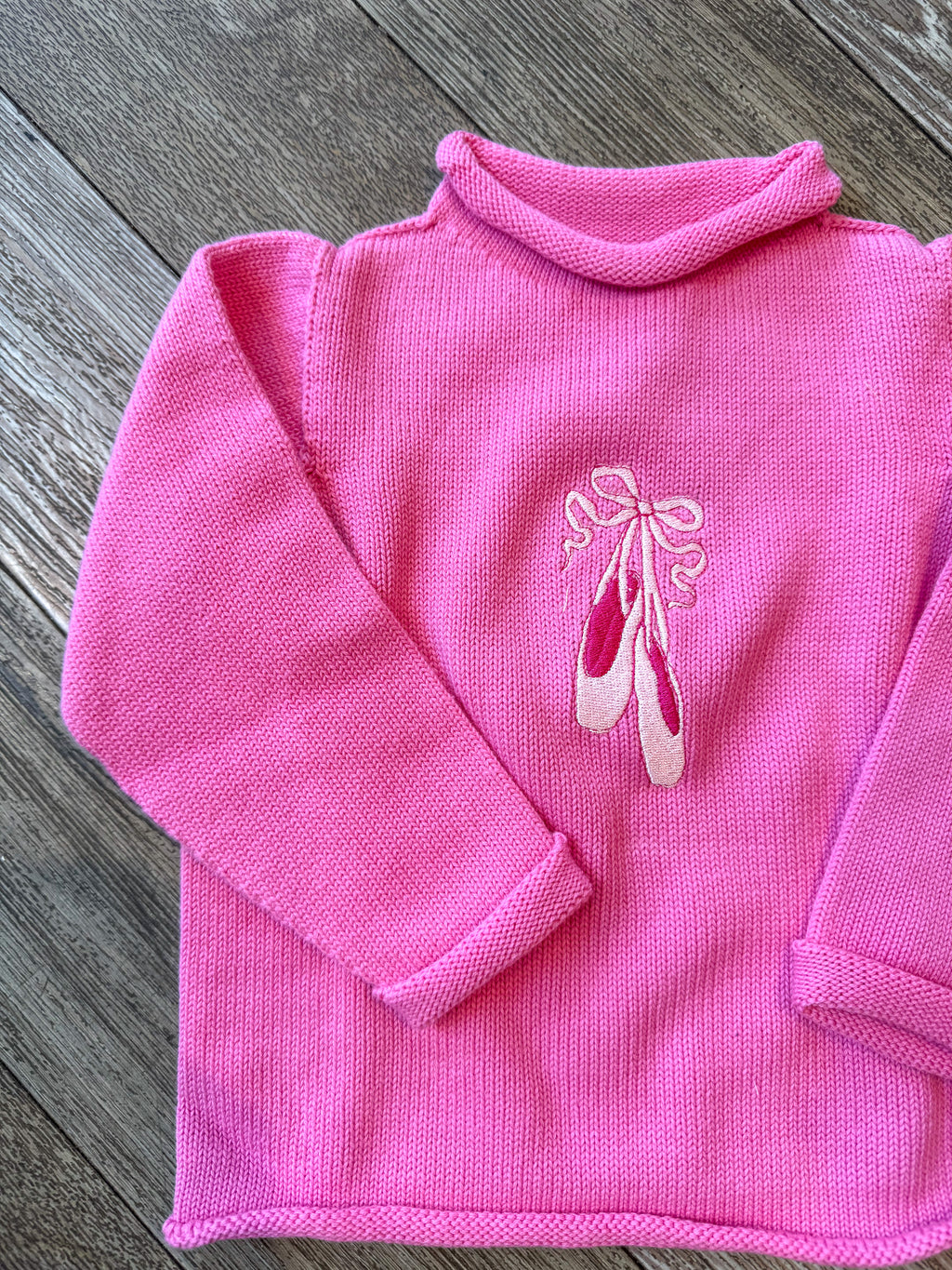 A Soft Idea Ballet Slippers Roll Neck Sweater in Hot Pink