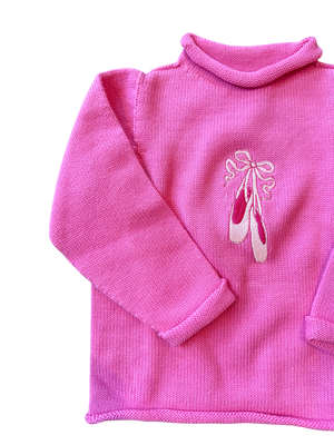 A Soft Idea Ballet Slippers Roll Neck Sweater in Hot Pink