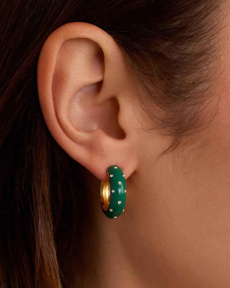 Gorjana Noel Shimmer Hoops in Emerald