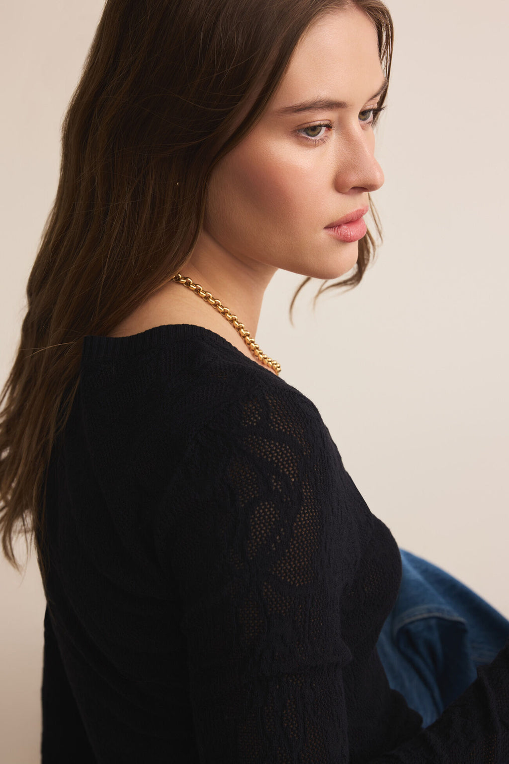 Z Supply Tibi Scoop Neck Mesh Top in Black
