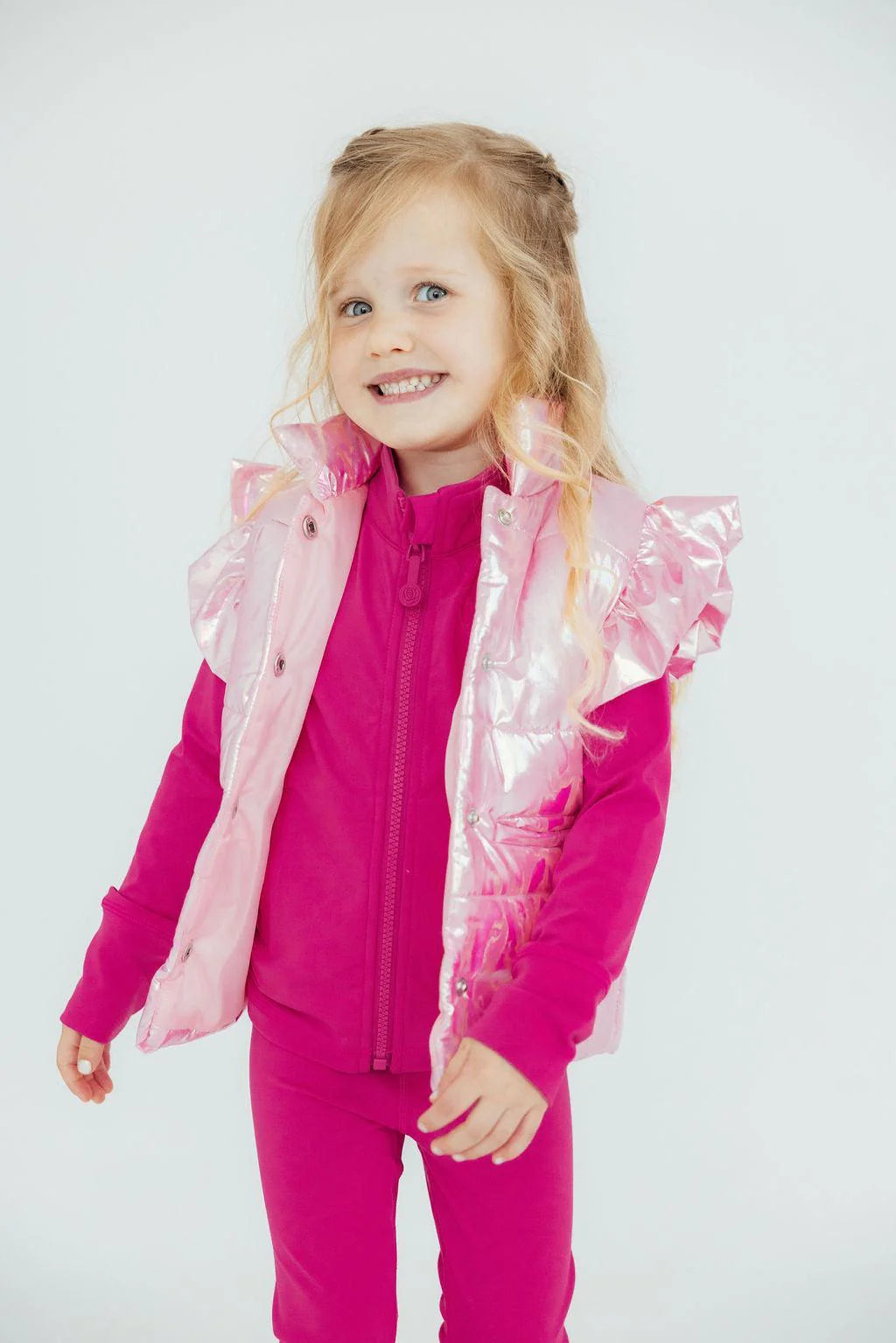 Mila & Rose Puffer Vest in Pink Iridescent
