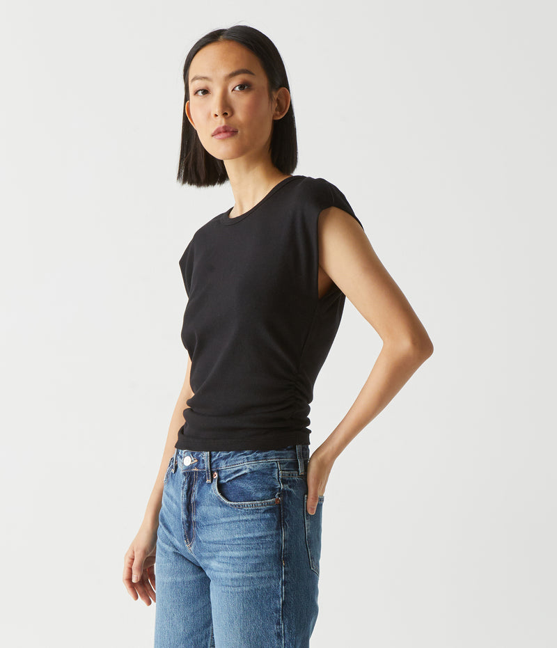Michael Stars Joni Crew Neck Power Shoulder Top - Multiple Colors!
