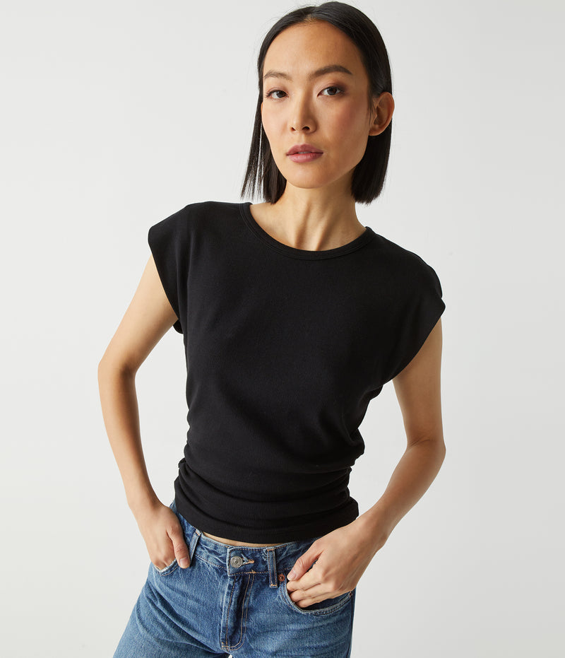 Michael Stars Joni Crew Neck Power Shoulder Top - Multiple Colors!