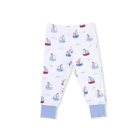 Angel Dear Short Sleeve Loungewear Set in Bubbly Sailboats Blue