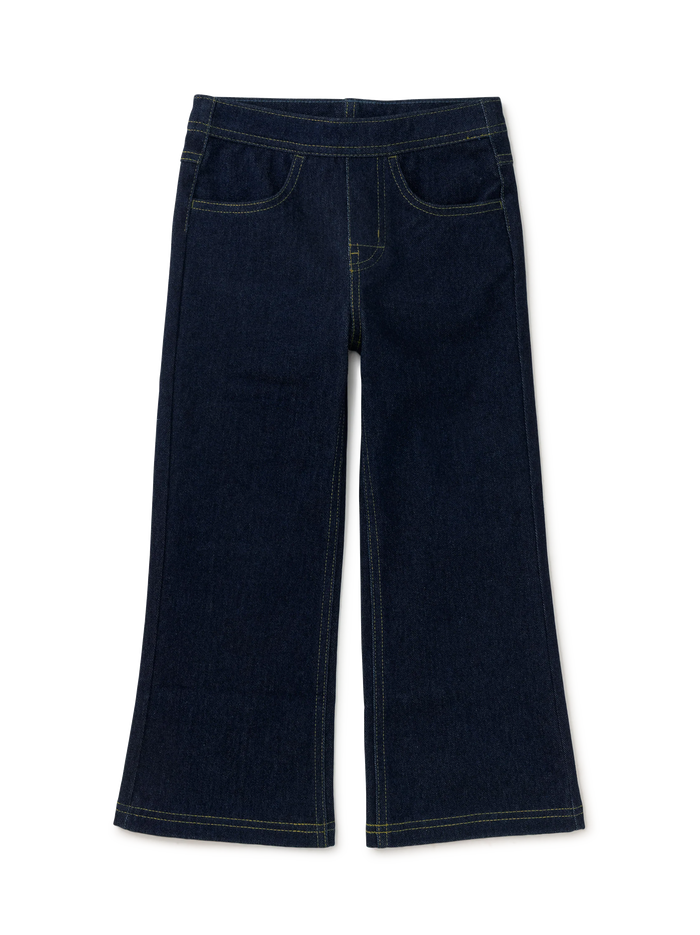 Tea Collection Denim-Like Flare Pants in Dark Wash