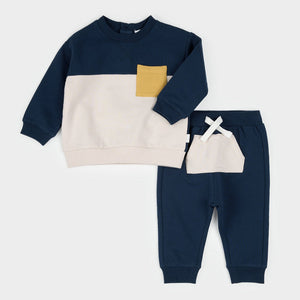 Petit Lem Colorblock Sweatshirt Set in Navy