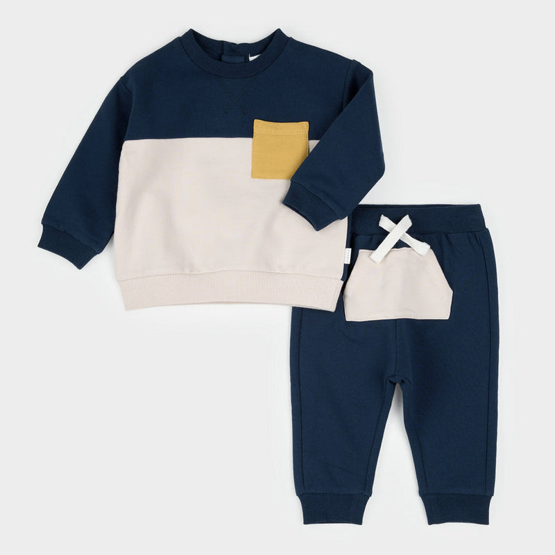Petit Lem Colorblock Sweatshirt Set in Navy