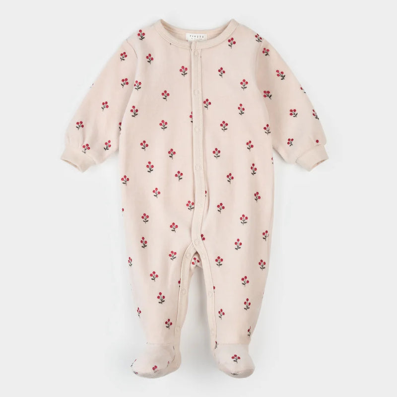 Petit Lem Velour Footie in Winterberry Pink