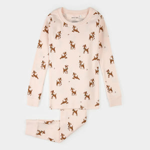 Petit Lem Pajama Set in Pink Reindeer