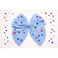 Cheeky Plum Patriotic Pearls Hair Bow-Multiple Colors