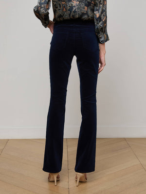 L'Agence Stevie High Rise Velvet Pant in Deep Midnight