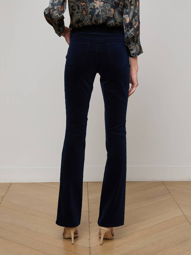 L'Agence Stevie High Rise Velvet Pant in Deep Midnight