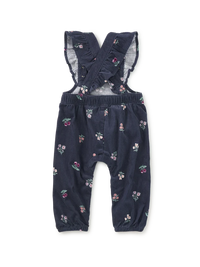 Tea Collection Corduroy Ruffle Overalls in Midnight Posy