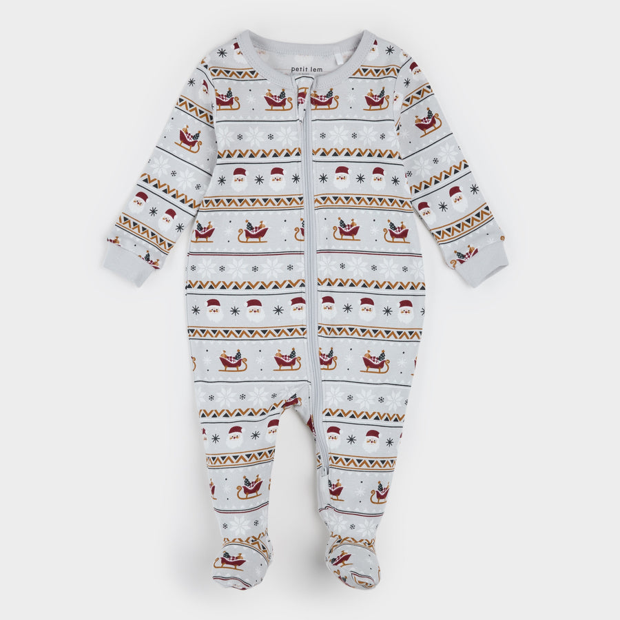 Petit Lem Footie in Santa & Sleigh
