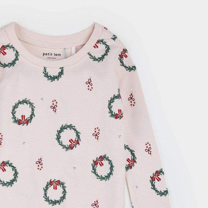Petit Lem Pajama Set in Deck the Halls Pink