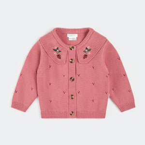 Petit Lem Pointelle Knit Cardigan in Pink