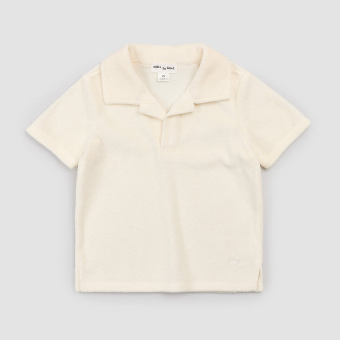 Miles the Label Terry Polo Shirt in Off White