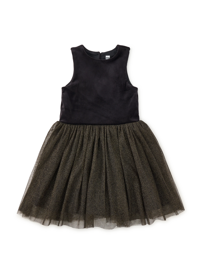 Tea Collection Velour and Tulle Ballet Dress in Jet Black