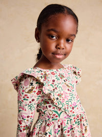 Tea Collection Ruffle Shoulder Ballet Dress in Tea Party Floral