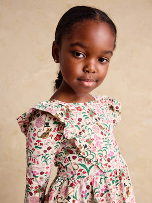 Tea Collection Ruffle Shoulder Ballet Dress in Tea Party Floral