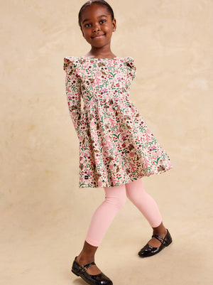 Tea Collection Ruffle Shoulder Ballet Dress in Tea Party Floral