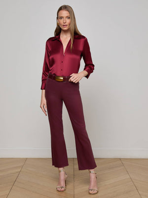 L'Agence Kendra Coated Crop Flare Jean in Dark Port
