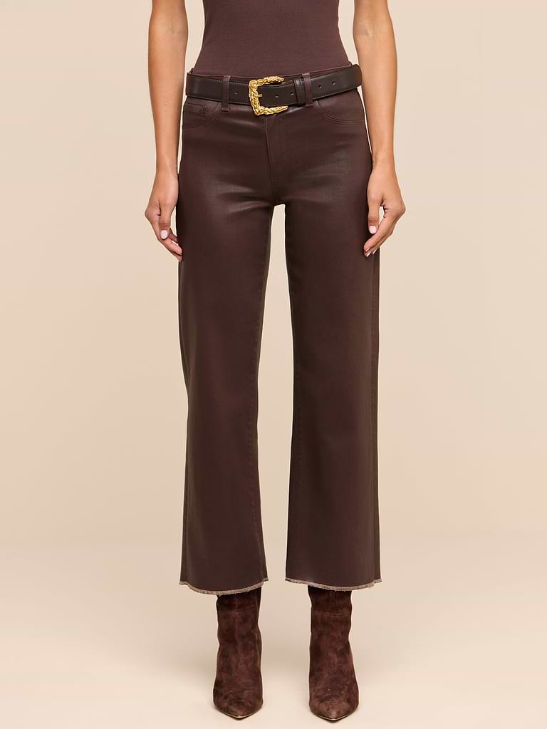 L'Agence Wanda High-rise Coated Crop Wide-leg Jean