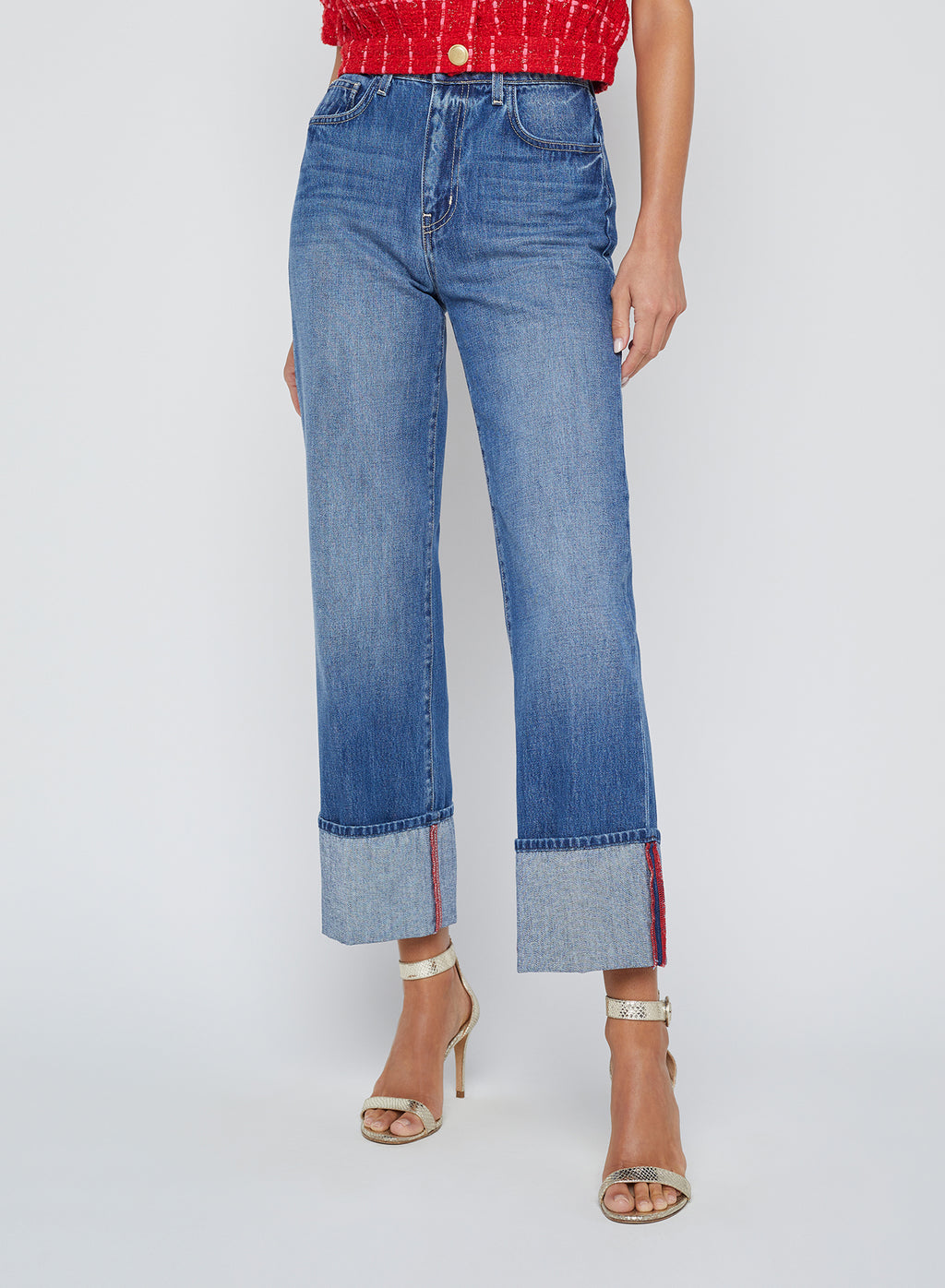 L'Agence Leighton High Rise Stovepipe Jean with Cuff in Brentwood