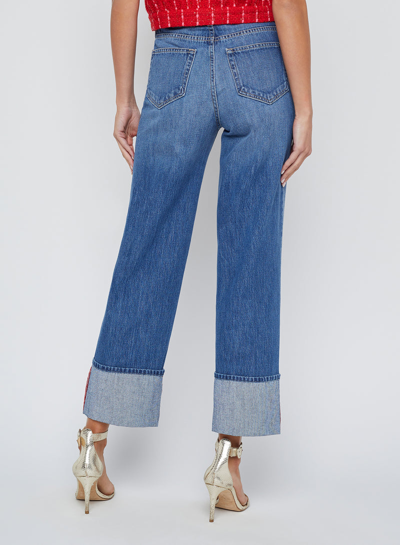 L'Agence Leighton High Rise Stovepipe Jean with Cuff in Brentwood