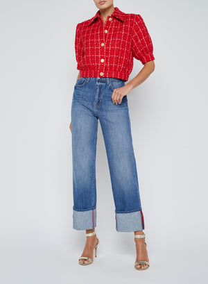 L'Agence Leighton High Rise Stovepipe Jean with Cuff in Brentwood