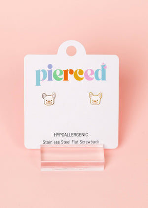 Pierced Co White Dog Studs