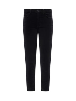 L'Agence Celestia Slim Velvet Pant in Noir