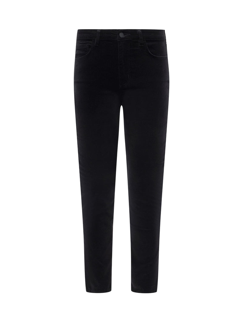 L'Agence Celestia Slim Velvet Pant in Noir
