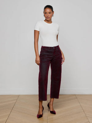 L'Agence Dolores Bow Leg Pant in Bordeaux