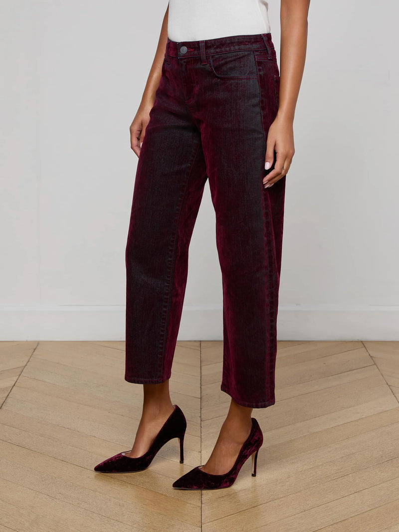 L'Agence Dolores Bow Leg Pant in Bordeaux