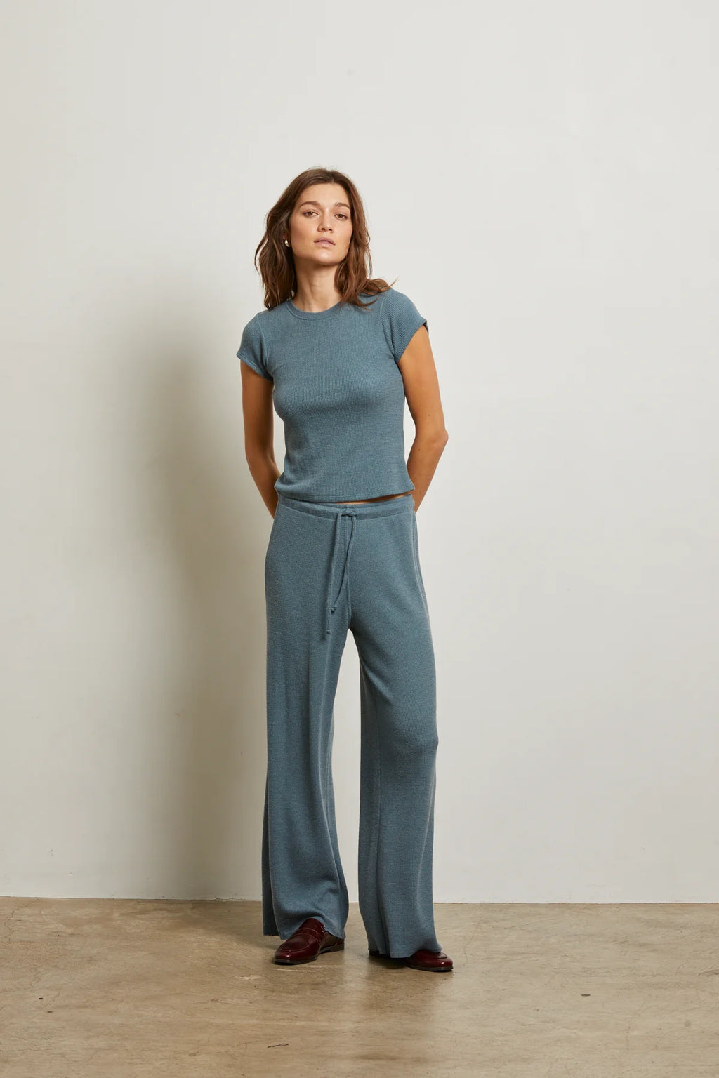 perfectwhitetee Maddie Waffle Pant in Slate