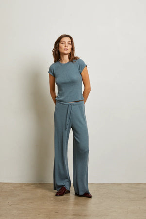 perfectwhitetee Maddie Waffle Pant in Slate