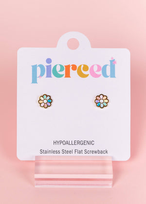 Pierced Co Rainbow Daisy Studs