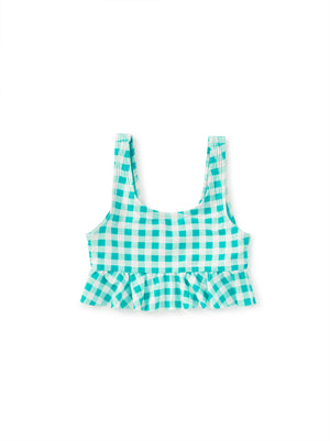 Tea Collection Ruffle Tankini Swim Top in Garden Party Check