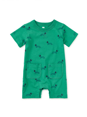 Tea Collection Double Pocket Baby Romper in Dachshunds