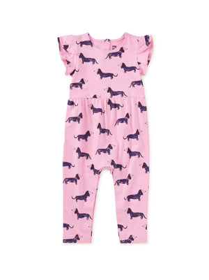 Tea Collection Tulip Sleeve Baby Romper in Dachshunds