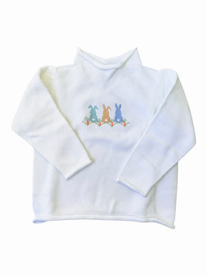 A Soft Idea Carrot Patch Bunnies Roll Neck Sweater in White