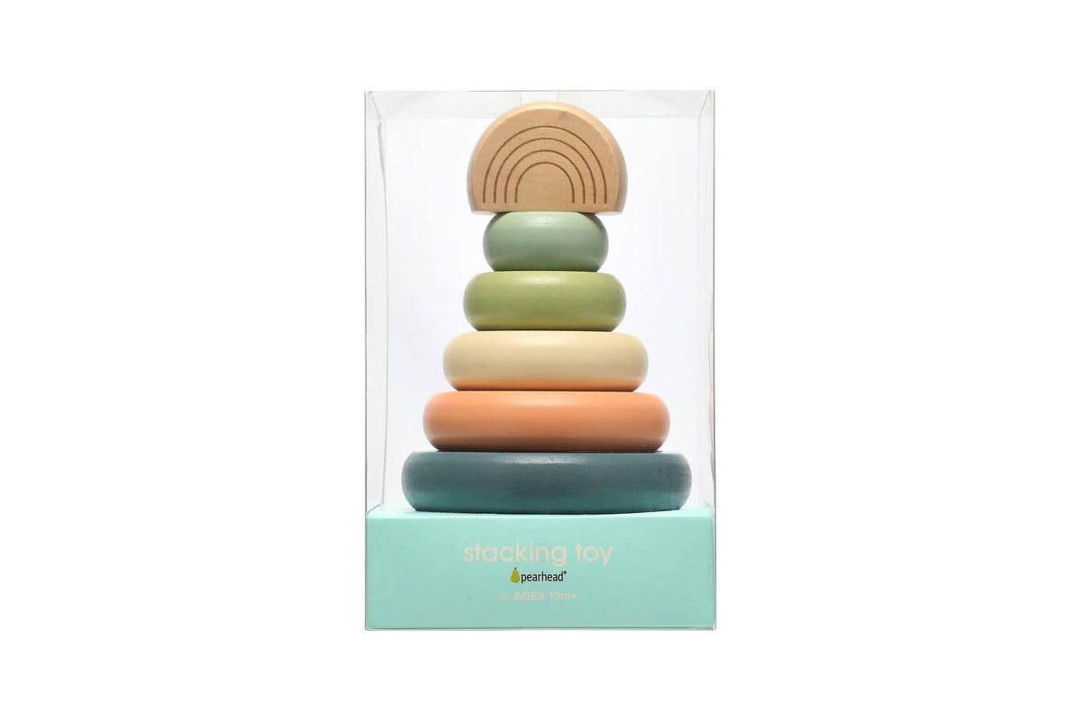 Pearhead Wooden Stacking Rainbow Tower Baby Toy
