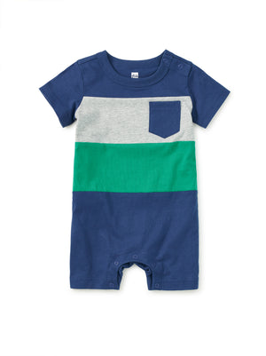 Tea Collection Colorblack Baby Romper in Naval Blue
