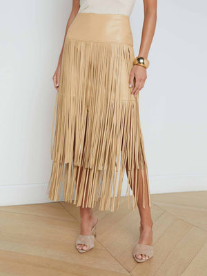 L'Agence Karolina Fringe Skirt in Croissant
