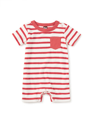 Tea Collection Pocket Baby Romper in Pomme Stripe