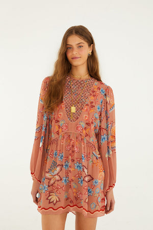 Farm Rio Boho Dress in Mocha